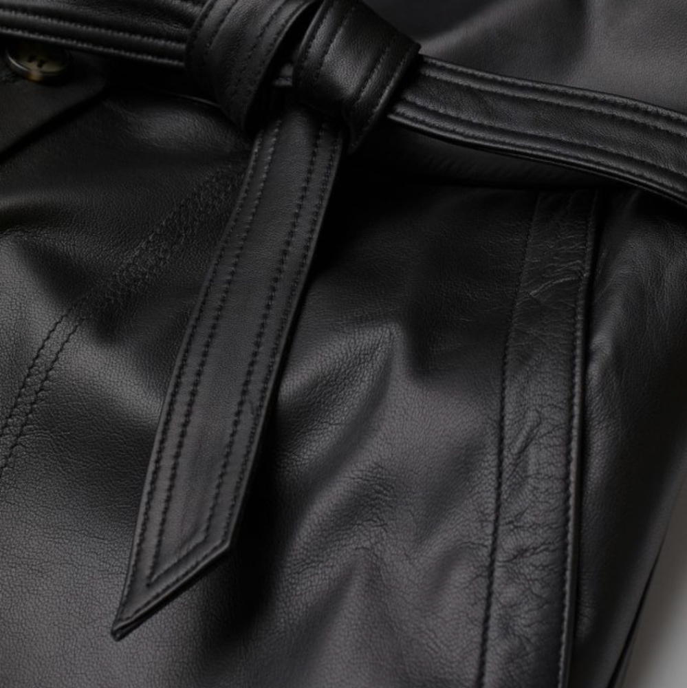 Vegan leather shirt dress/ over coat - Picture 5 of 12